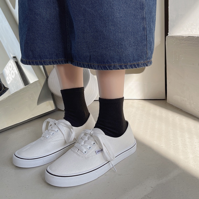 Giày thể thao IELGY cột dây vải bạt thời trang Hàn Quốc đơn giản dành cho nữ