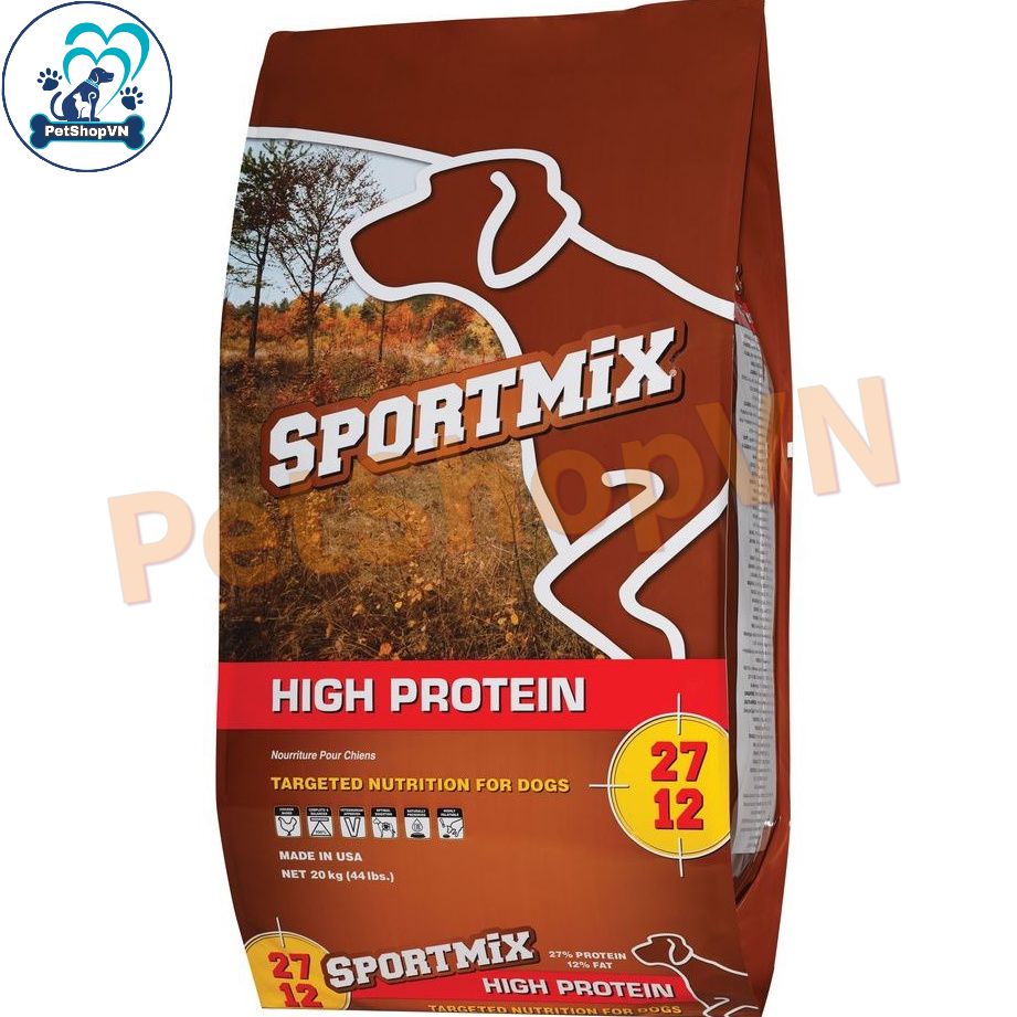 Thức ăn hạt 20KG CHO TẤT CẢ GIỐNG CHÓ SPORTMIX HIGH PROTEIN vị Thịt Gà và Gạo
