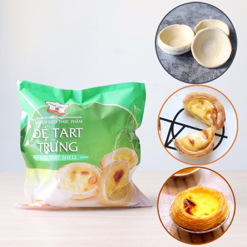Combo 30 đế bánh Tart trứng và hộp kem trứng vị vani 500g + hộp kem trứng phô mai 500g Nhất Hương