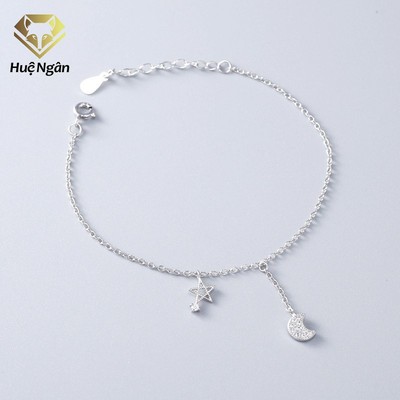Lắc chân bạc Ý 925 Huệ Ngân - Moon and Star RYBJ50080