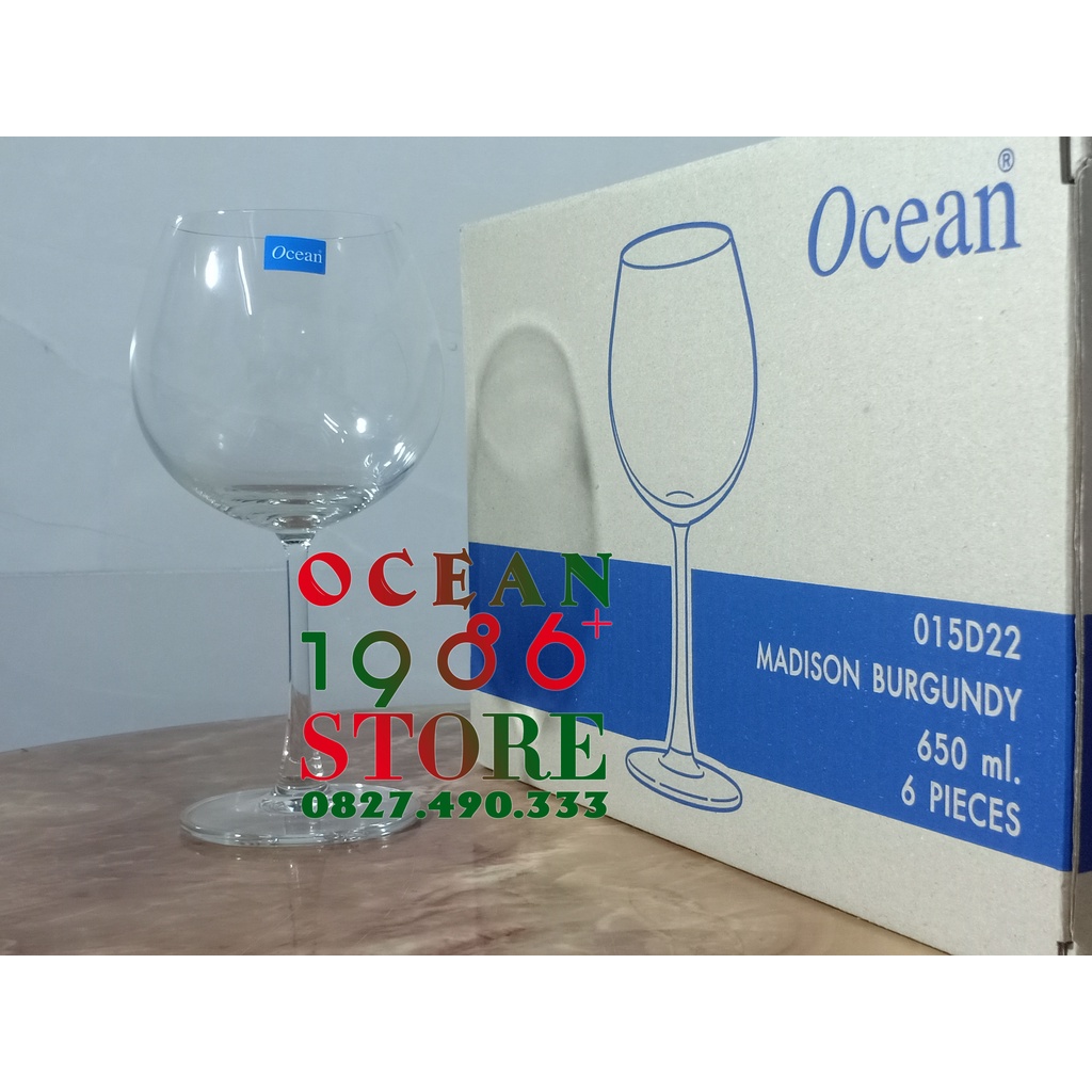 Bộ 6 Ly Rượu Vang Đỏ Thủy Tinh Ocean Madison Burgundy – 1015D22 – 650ml – Sản Xuất Thái Lan