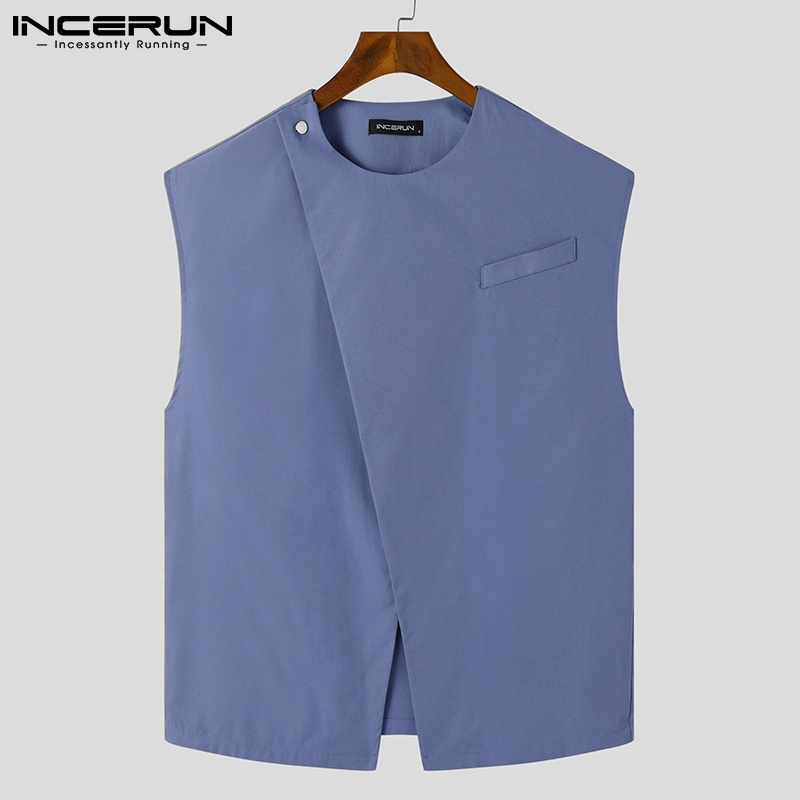 Áo ghi lê nam INCERUN nút cài bất đối xứng phong cách thời trang Hàn Quốc