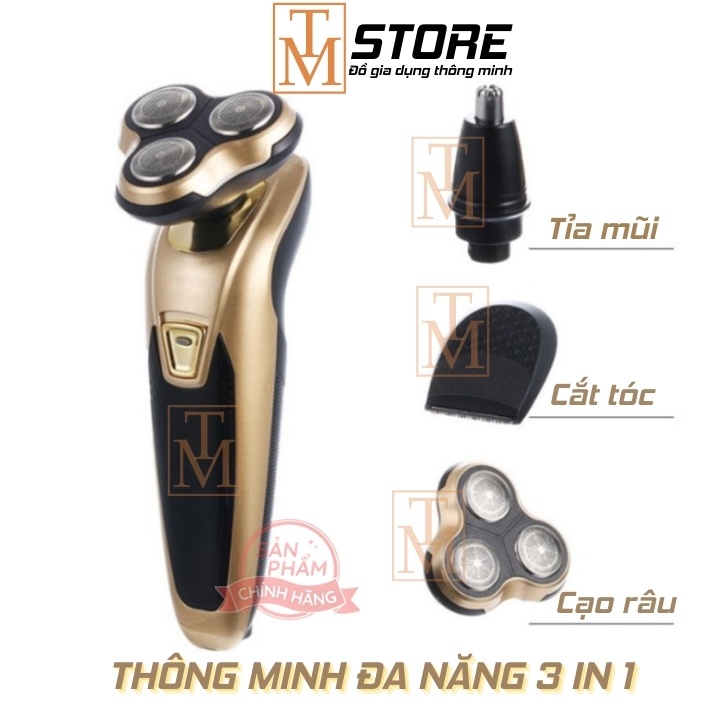 Máy cạo râu đa năng 3 trong 1 cạo râu, cắt tóc, tỉa lông mũi - Sạc pin, chống nước MCR1