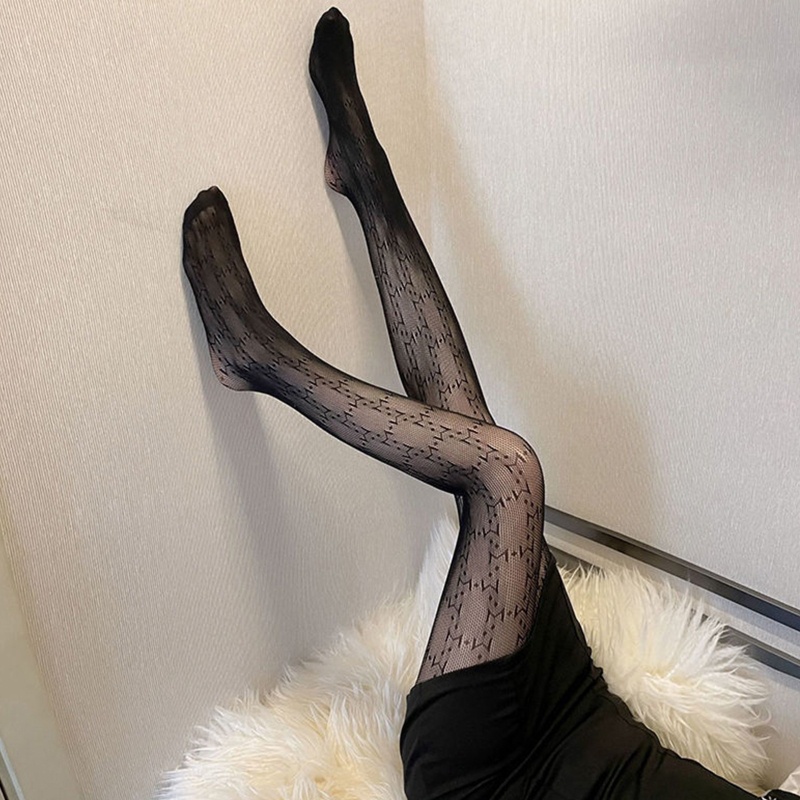 Youyo Quần Tất Lưới Ren Rỗng Họa Tiết Chữ Cái Dành Cho Nữ