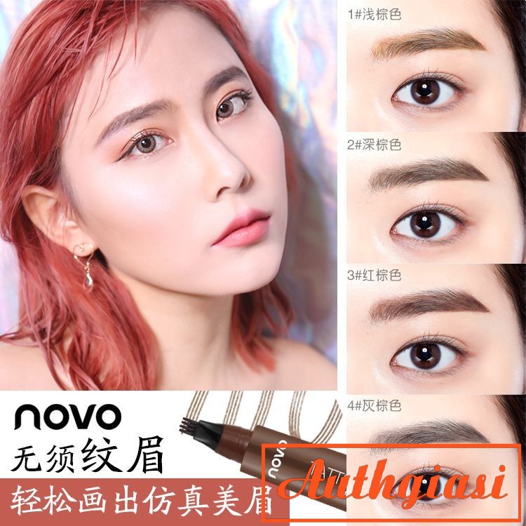 SIÊU LÂU TRÔI_ Bút kẻ mày phẩy sợi Novo Tattoo Watterproof Brow Ink Pen For 4 CHỐNG NƯỚC | BigBuy360 - bigbuy360.vn