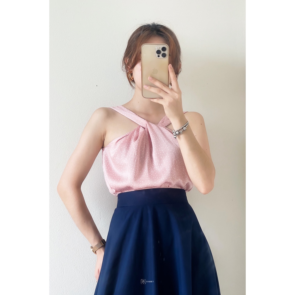 Áo yếm chấm bi xinh xắn vải lụa Lacy Harriet
