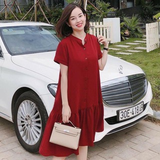 Đầm váy freesize đỏ đuôi cá cổ trụ