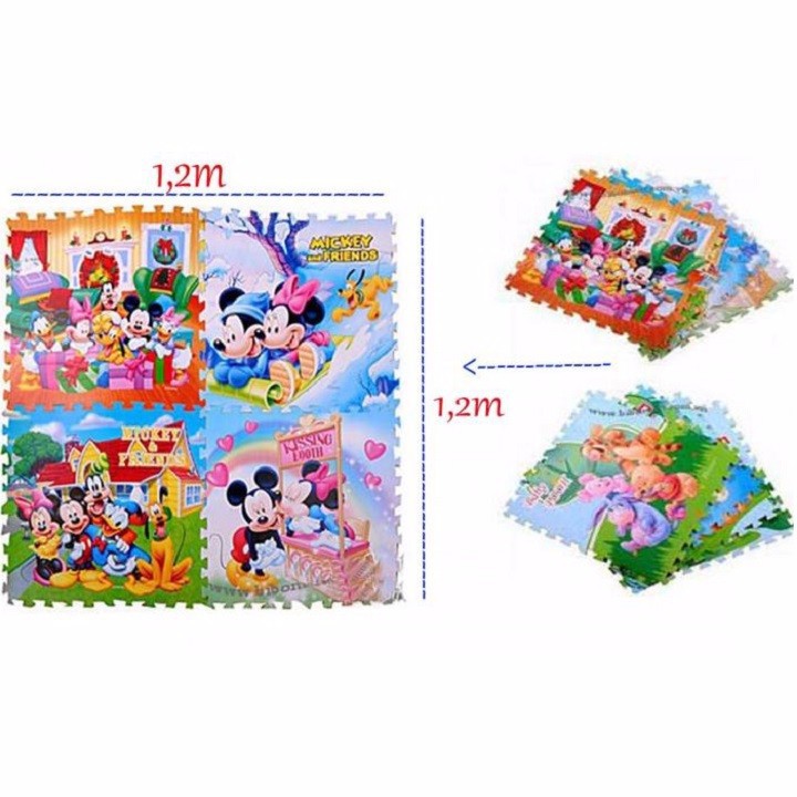 Bộ 4 miếng thảm lót sàn mẫu công chúa, mickey 60x60cm/tấm