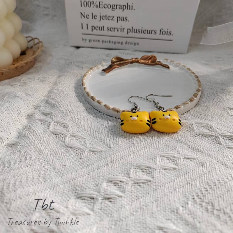 Bông tai hình động vật dễ thương hoa tai lủng lẳng hoa tai bạc gấu thỏ ếch phụ kiện thời trang （Tbt）