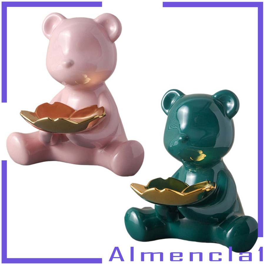 [ALMENCLA1]Modern Key Storage Bear Figure Statue Figurine for Candy Container Holder Pine