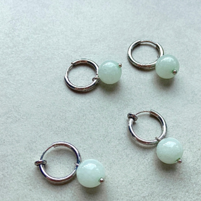 Bông tai đính đá sapphire xanh và thép không gỉ không cần xỏ lỗ tiện lợi 19A1336