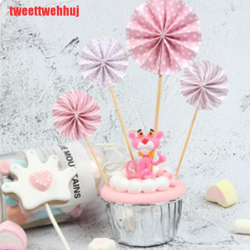 Set 4 Que Cắm Trang Trí Bánh Cupcake Hình Quạt Giấy