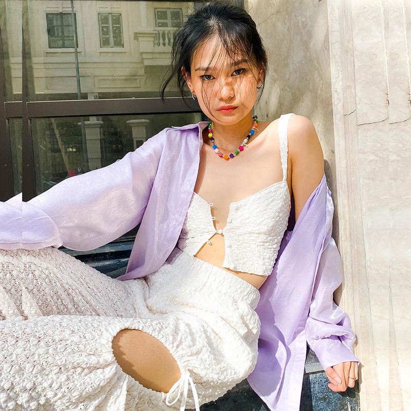 Áo Hai Dây Cổ Yếm Dáng Ngắn Phong Cách Âu Mỹ Thời Trang Mùa Hè Hàng Mới Quyến Rũ Dành Cho Bạn Nữ