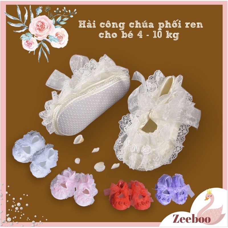 Giày vải ren cho bé từ 4-10kg, cho bé tập đi, mặc với váy công chúa, tiểu thư, đi tiệc, sinh nhật, đầy tháng, thôi nôi