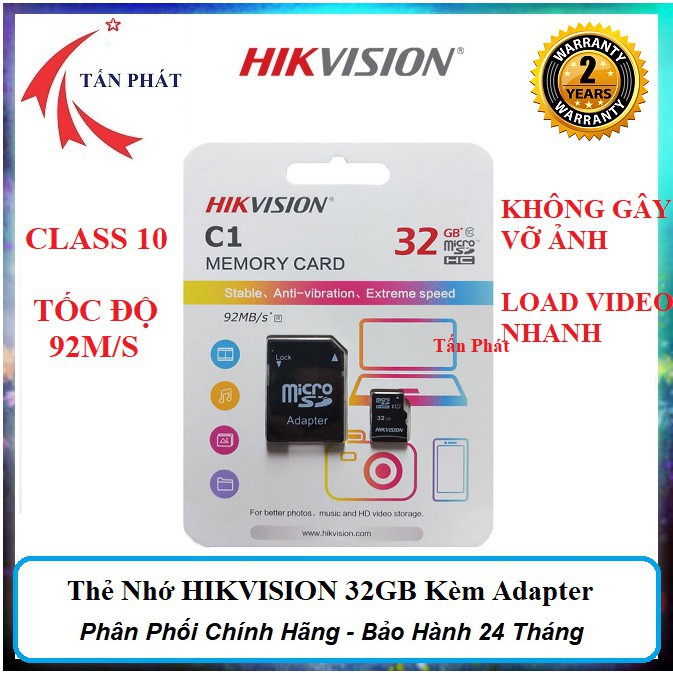 Nơi▥∏♂Thẻ Nhớ 32G 64G 128G HIKVISION CLASS 10 Chất Lượng Cao Kèm Adapter - Chính Hãng BẢO HÀNH 24 THÁNG