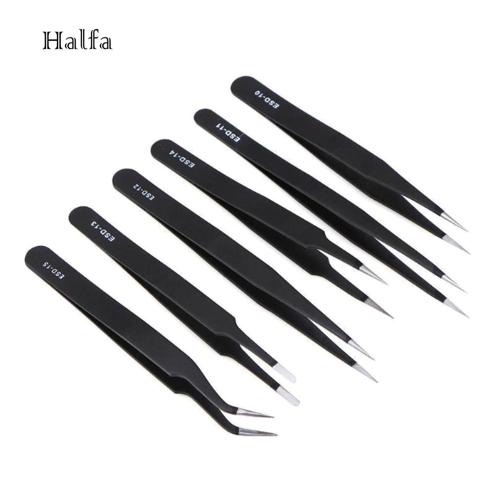 Hl Bộ Dụng Cụ In Hình Độc Đáo Tiện Dụng☆Set 6 Nhíp Sửa Chữa Bằng Thép Carbon Chống Tĩnh Điện An Toàn