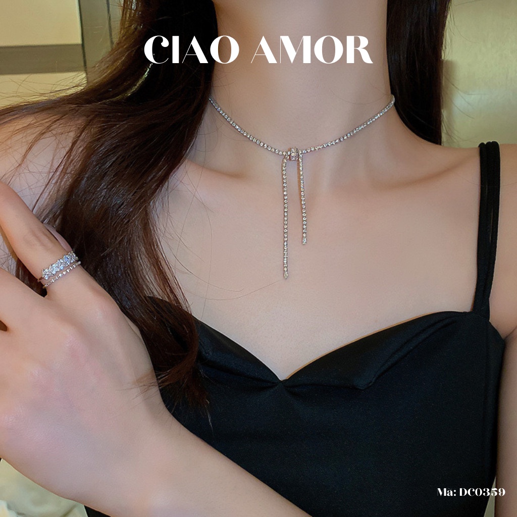 Choker đính đá, Chocker nữ, Dây chuyền đính đá dự tiệc dây mảnh thắt Trang sức Ciao Amor - DC0359