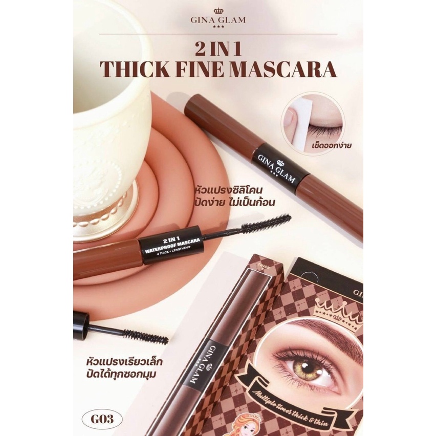 Mascara Dày & Dài MI 2 đầu Thái Lan Gina Glam 2in1