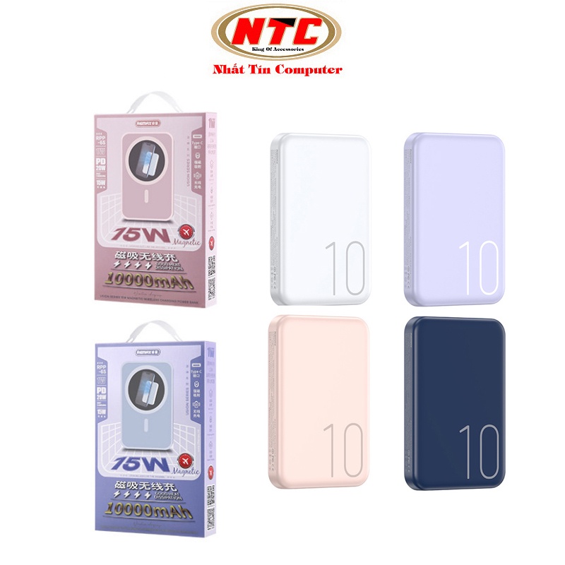 Pin dự phòng sạc nhanh Remax RPP-65 10000mAh sạc không dây wireless 15W - hỗ trợ PD 20W  Nhất Tín Chính Hãng