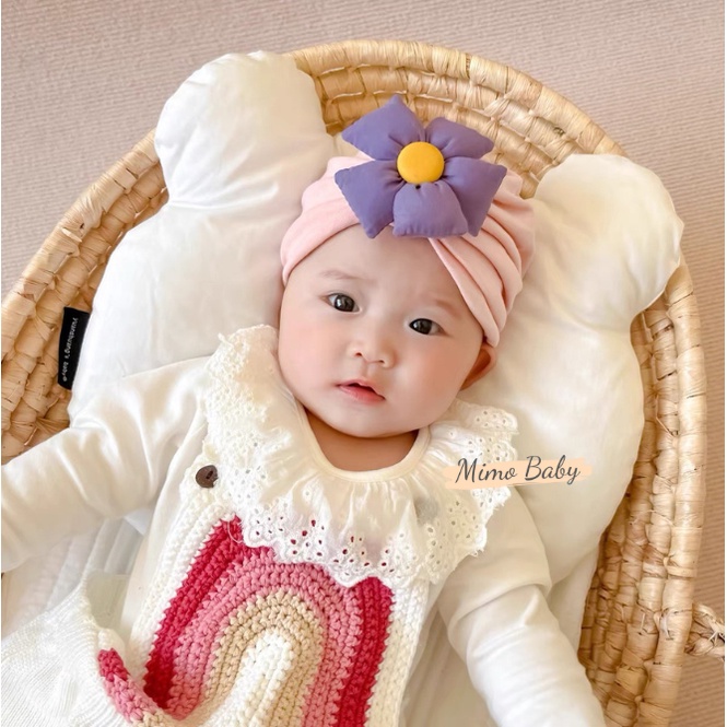 Mũ nón turban đính hoa phồng dễ thương cho bé gái 6-24m MTB92 Mimo Baby