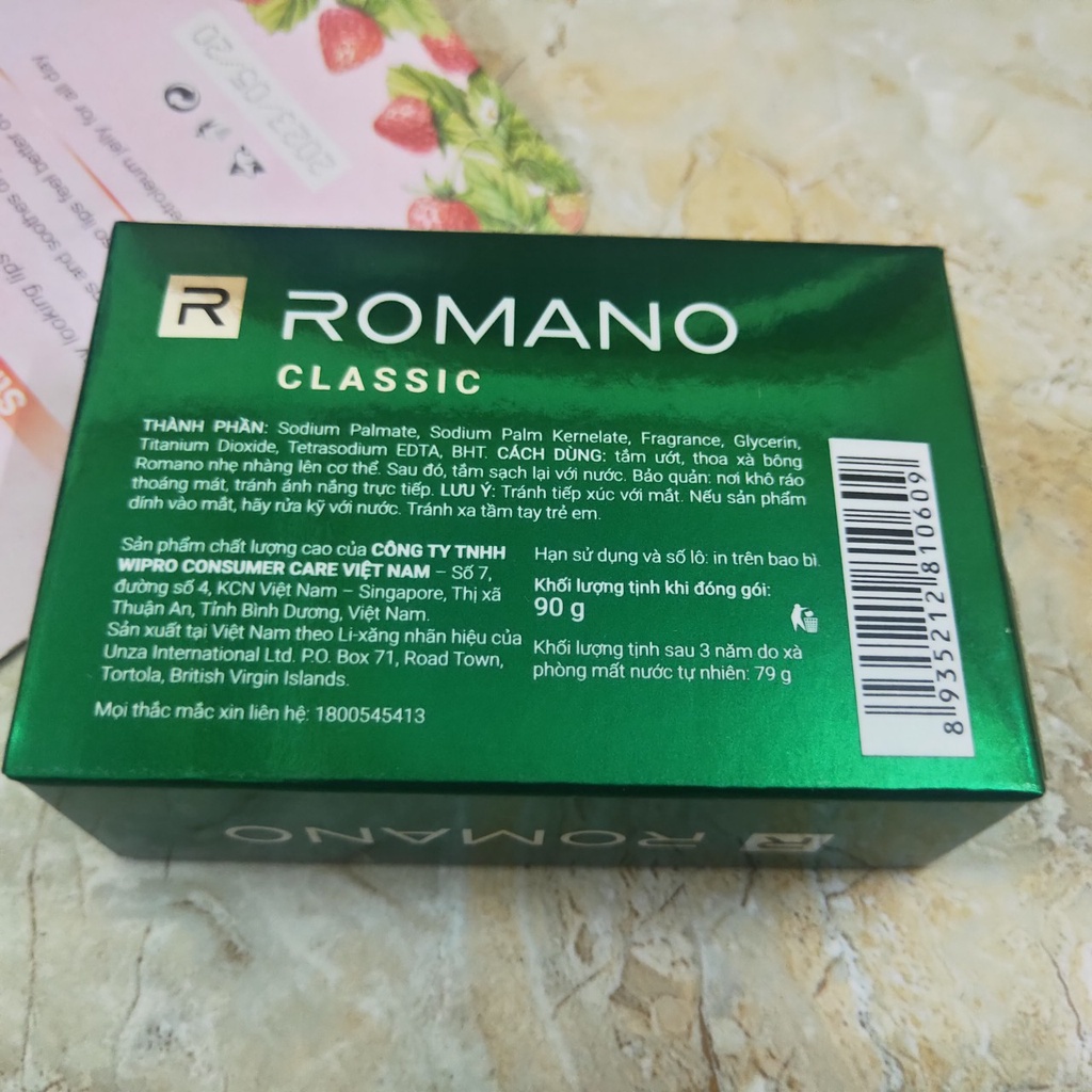 Bánh Xà bông tắm Romano Classic 90g Hương nước hoa cho Nam giới