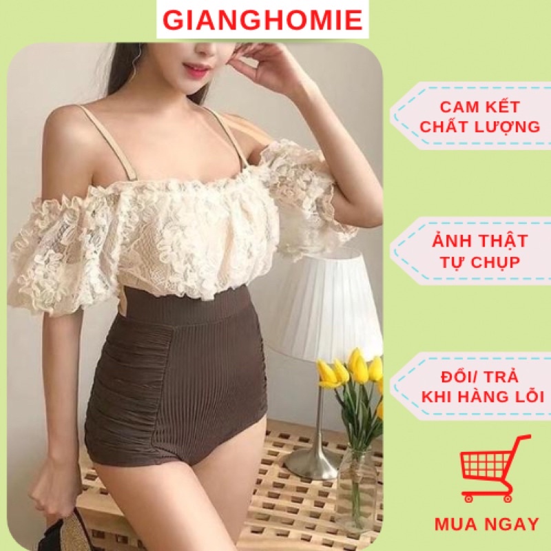 Đồ bơi nữ ren cao cấp một mảnh đi biển, chụp ảnh siêu xinh