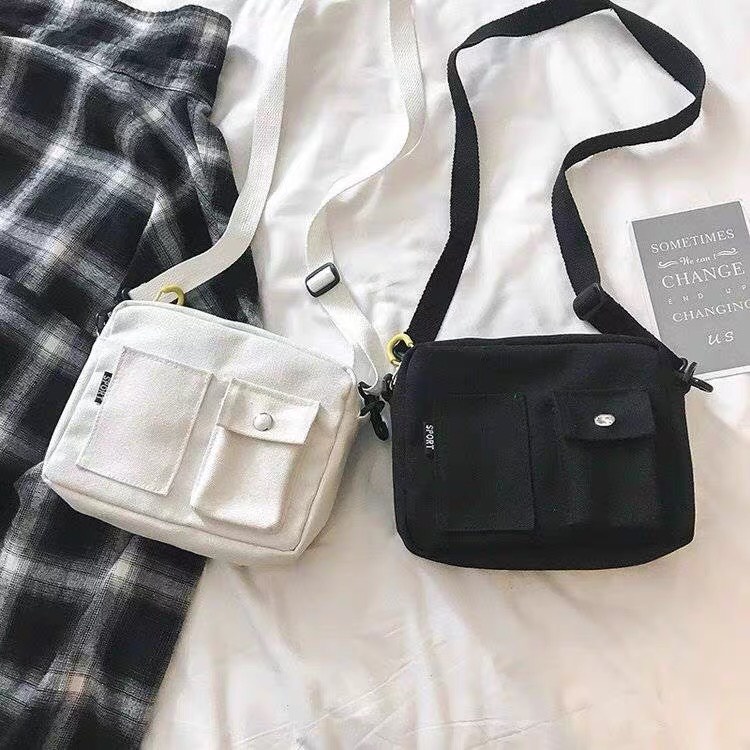 Túi đeo chéo mini vải canvas cho nam nữ thời trang unisex phong cách năng động - solila.vn