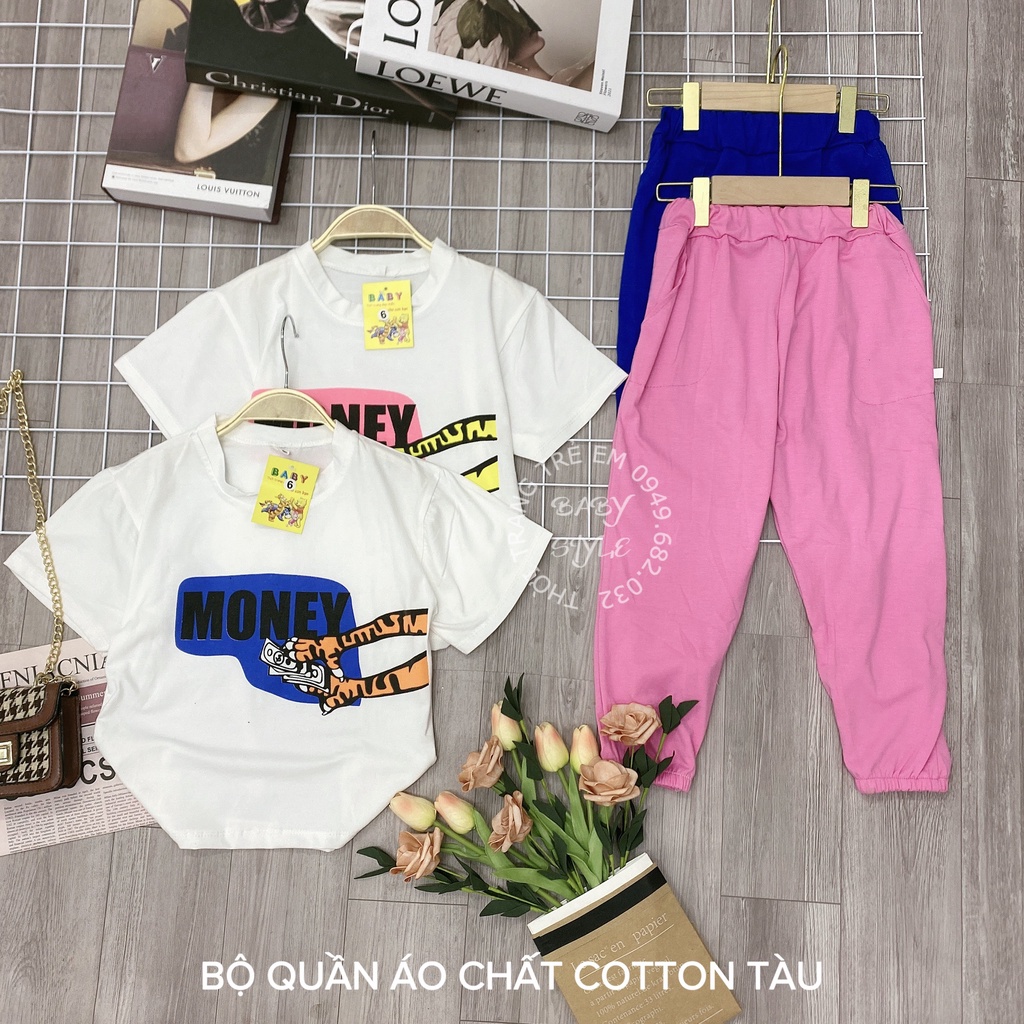 Set đồ bộ quần áo "MO EO" 14-45kg cho bé gái 4-14 tuổi. Thấm hút mô hôi, co giãn tốt. G25 A002