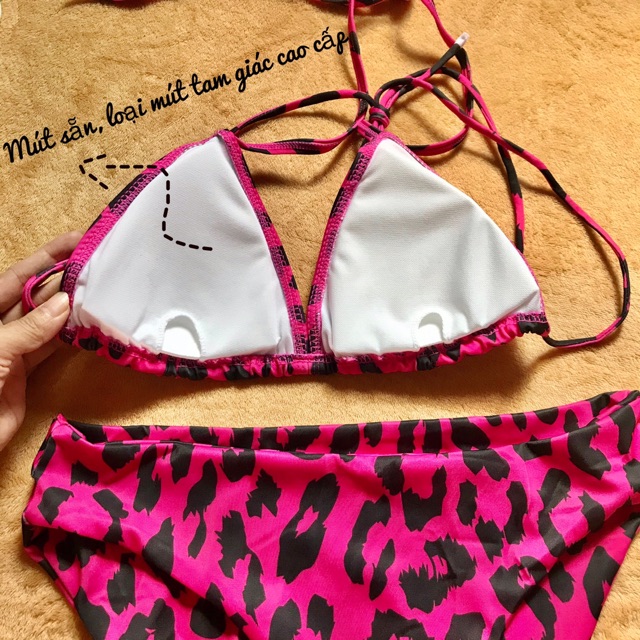 Bikini hai mảnh hồng beo sexy 2021