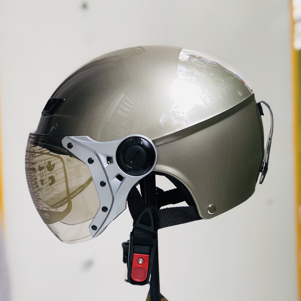 Mũ bảo hiểm nửa đầu Asia MT106k có kính, ốp tai da