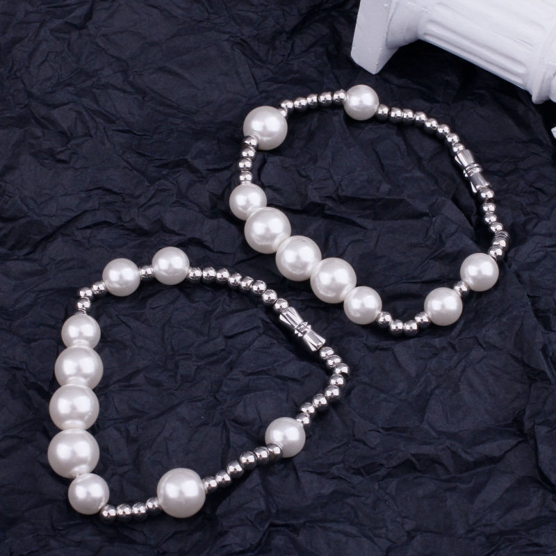 Vòng đeo tay đính hạt ngọc trai nhân tạo dễ phối đồ thời trang hip hop đơn giản độc đáo cho cặp đôi 22420