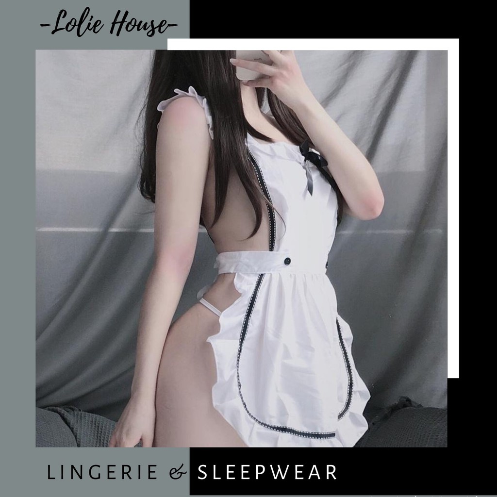 Cosplay Hầu gái đầu bếp - Set váy ngủ sexy cosplay hầu gái màu trắng LOLIE HOUSE - CP4 | BigBuy360 - bigbuy360.vn