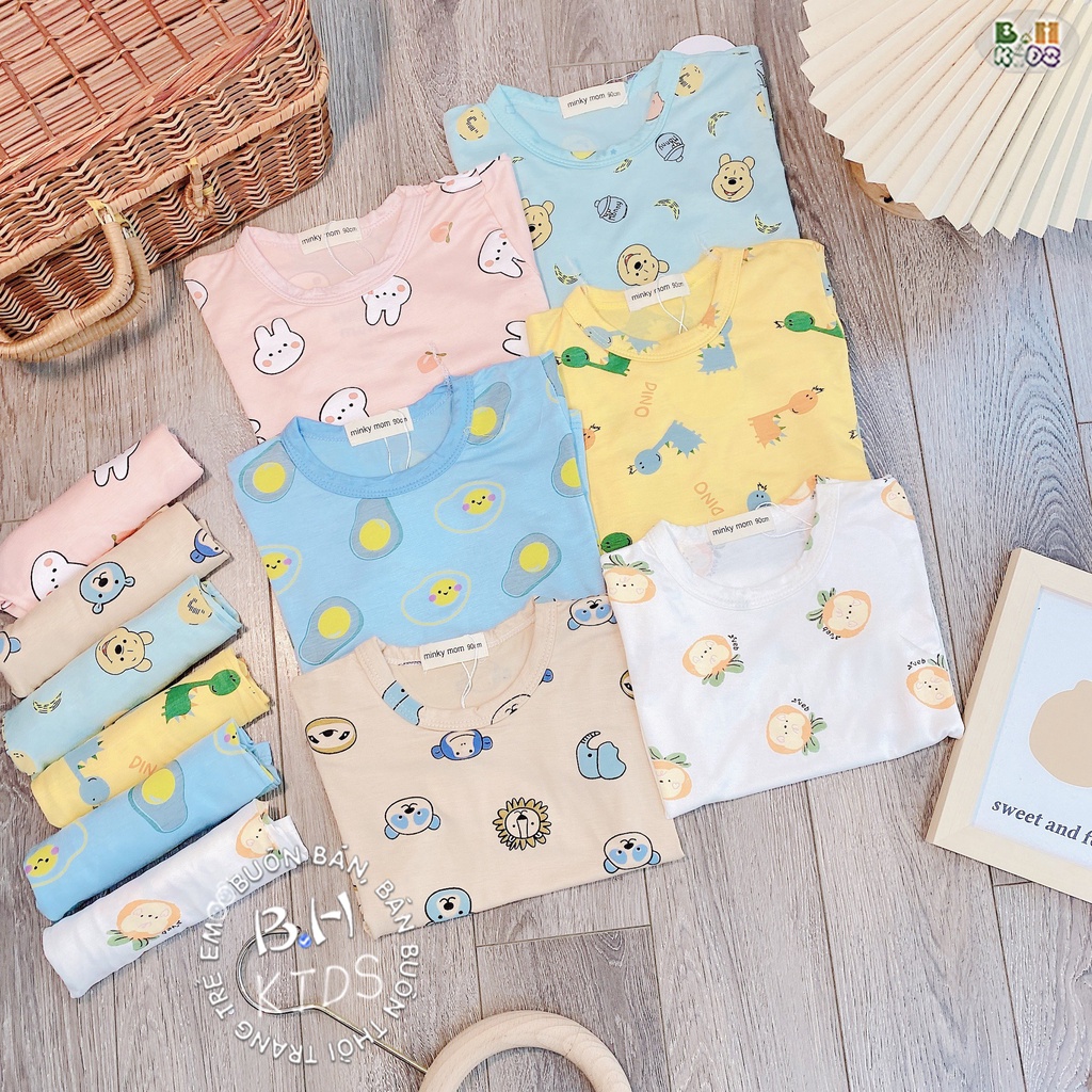 Bộ Đồ Cộc Tay Bé Trai, Bé Gái MinkyMom Sài Gòn Chất Thun Lạnh Hình Con Vật Dễ Thương, Đồ Bộ Hè Cho Bé Mặc Nhà - AN.KID