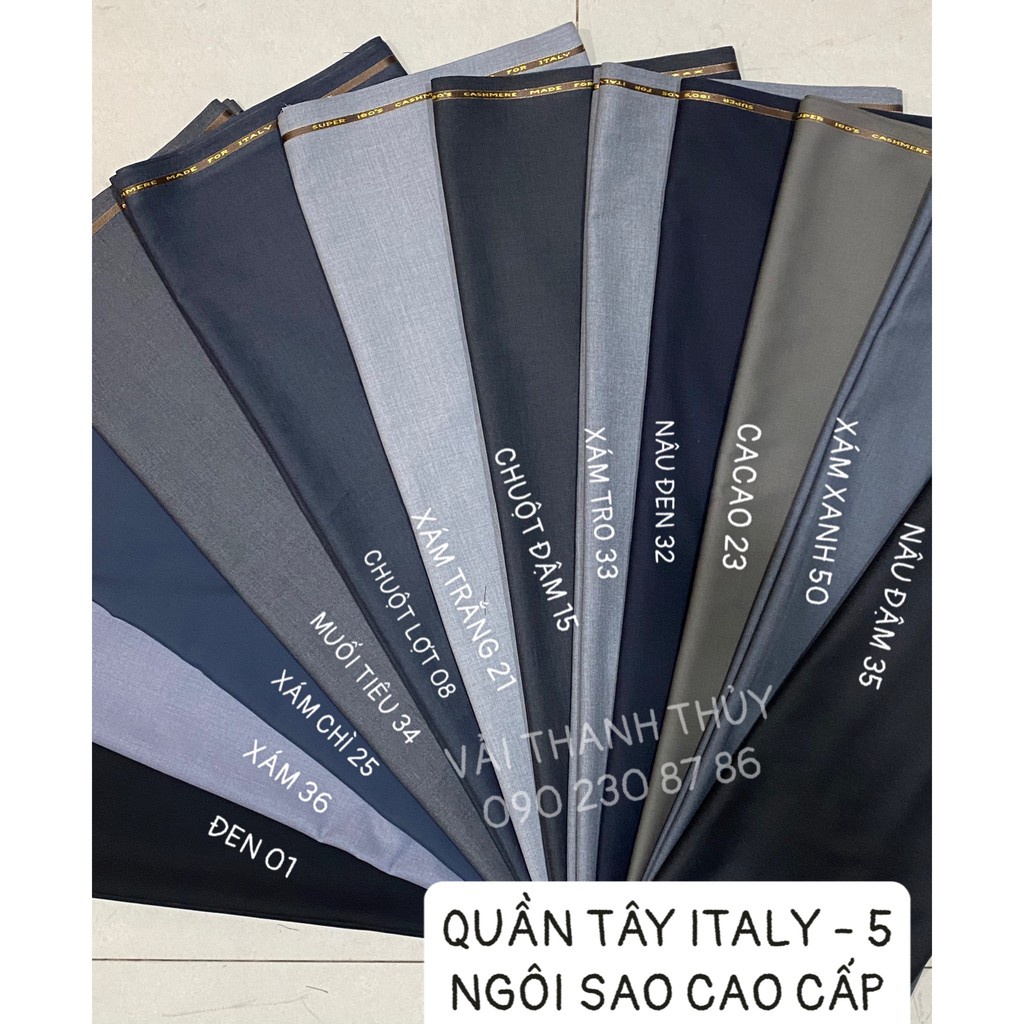 VẢI QUẦN TÂY NAM CASHMERE HÀNG ITALY 5 NGÔI SAO CAO CẤP - CÓ CO GIÃN - HÀNG MỚI VỀ