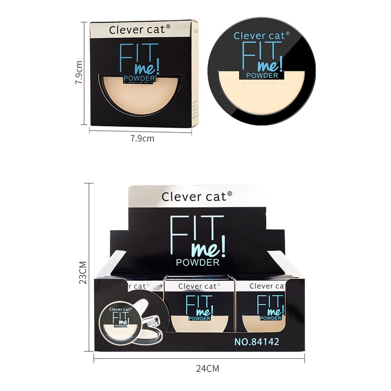 Phấn phủ dạng nén Clever Cat thiết kế 2 lớp dưỡng ẩm che khuyết điểm, Phấn nén thiết kế 2 lớp tươi mát và mềm mượt