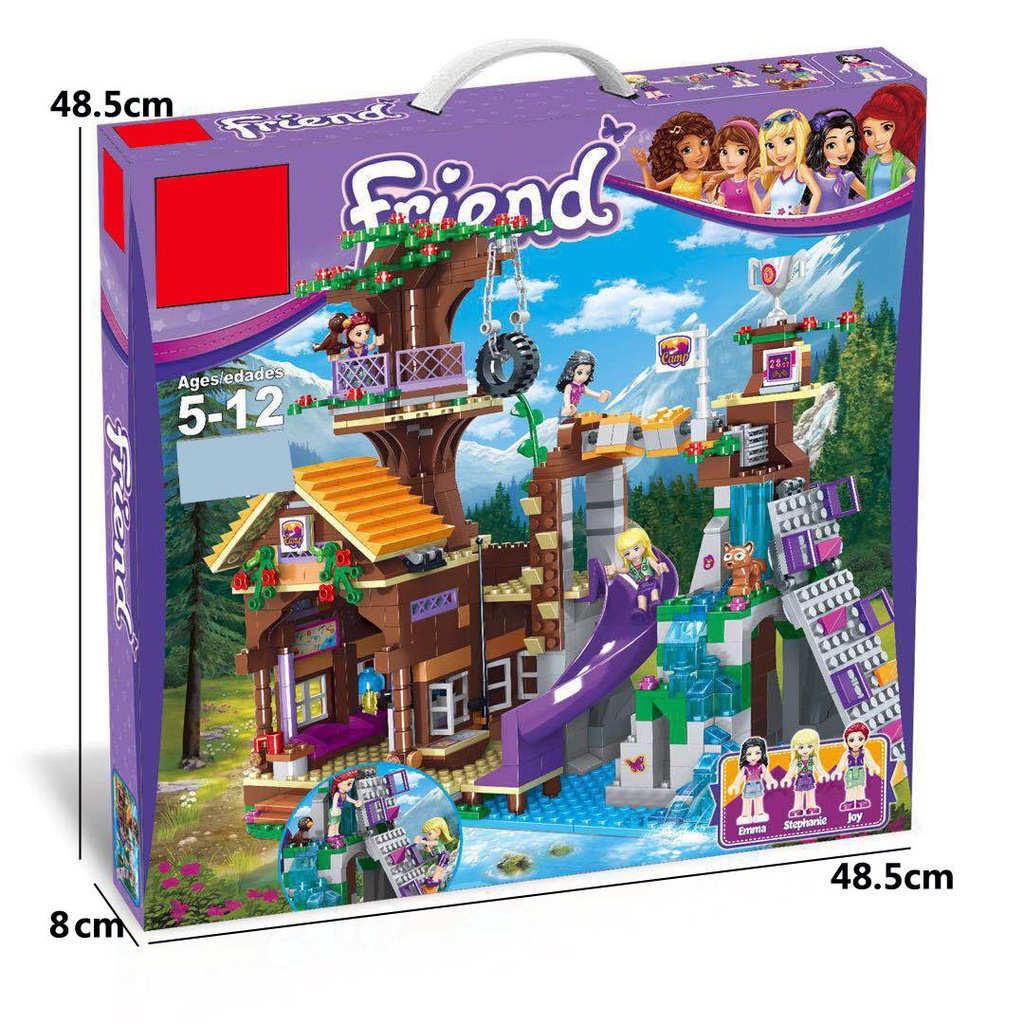 (sẵn hàng hộp to) Đồ chơi xếp hình lego friends bé trai bé gái biệt thự trong rừng có cầu trượt vui chơi cắm trại SX3019