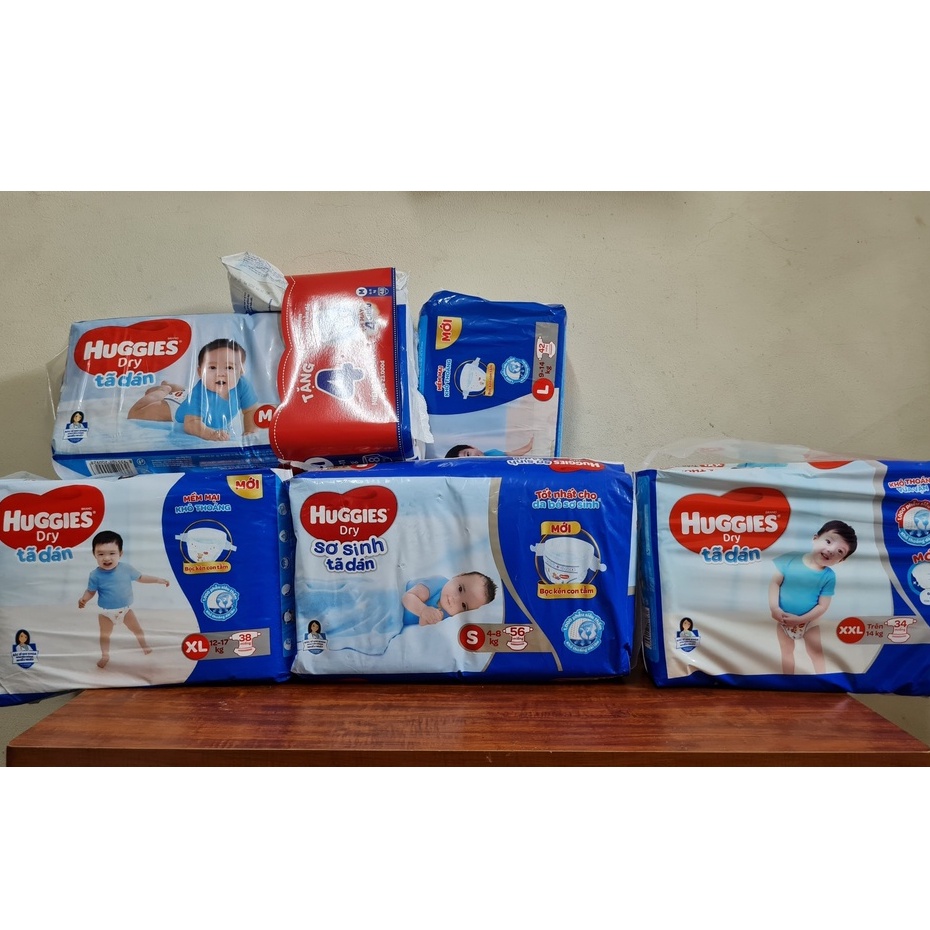 Tã dán Bỉm dán Huggies gói đại, siêu đại đủ size S56, M76, L68, XL62, XXL56 Mới nhất