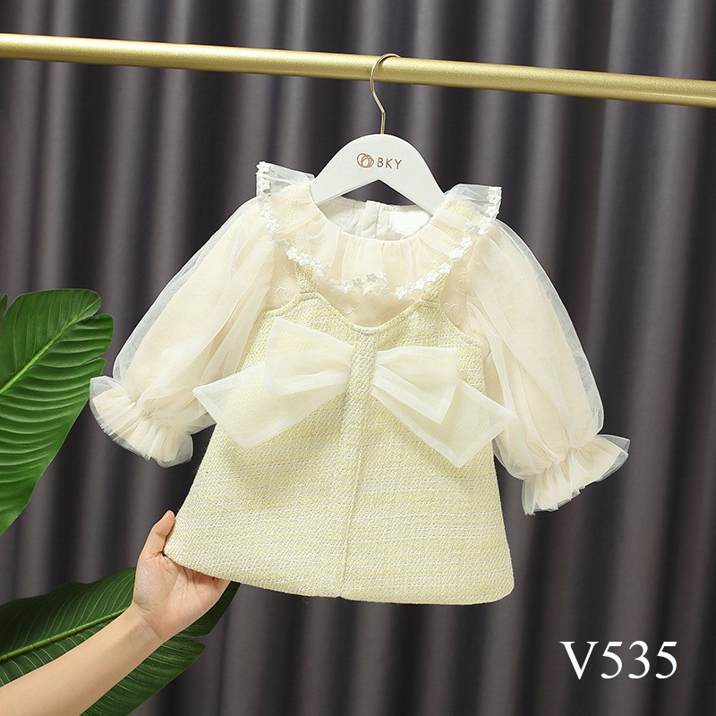 Váy Bé Gái 💕𝑭𝑹𝑬𝑬𝑺𝑯𝑰𝑷💕 Váy Giả Yếm Cổ Voan Cho Bé Gái Từ 1 - 4 Tuổi - Mintscloset