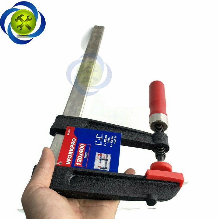 Kẹp gỗ chữ F Workpro W032025 kích thước 120 x 400mm bằng thép