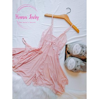 Váy ngủ xuyên thấu xẻ tà kèm hình thật