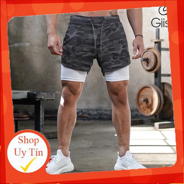 Quần short tập gym - chạy bộ chơi thể thao 2 lớp - thoáng mát - hàng siêu cấp