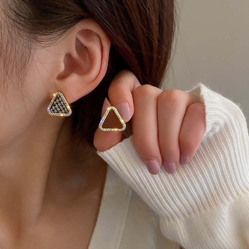 JARRED Khuyên Tai Hình Tam Giác Bằng Hợp Kim Bạc Phong Cách Hàn Quốc Ngọt Ngào