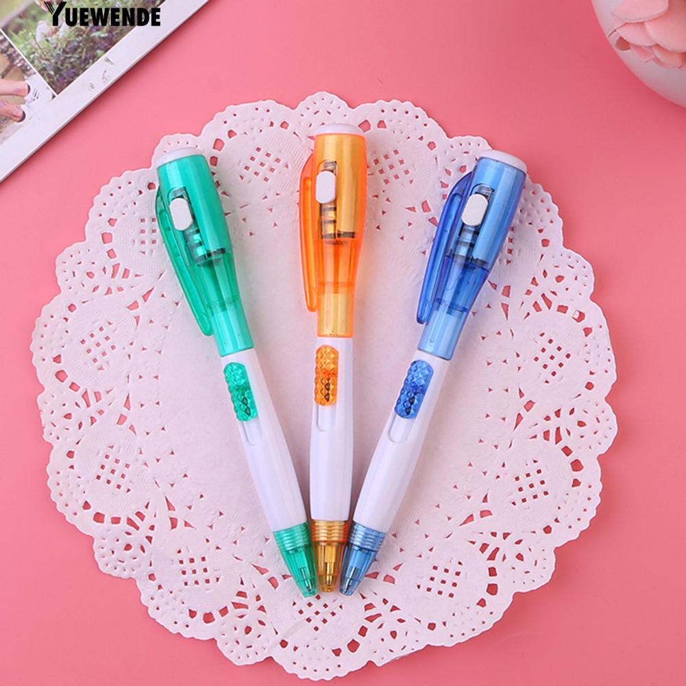 Bút bi bấm mực xanh phát sáng 2 trong 1 tiện lợi