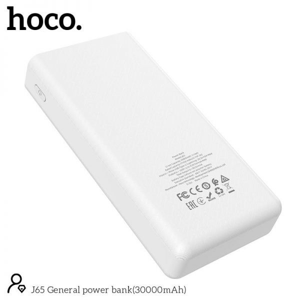 Pin sạc dự phòng Hoco J65 General 30000mAh 3 cổng input, 4 cổng output, tích hợp đèn pin, màn hình LCD