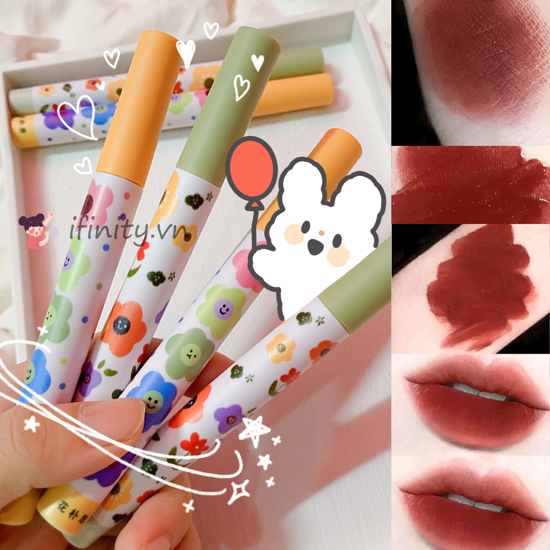 DAIMANPU Son Lì Lip Glaze Môi Bùn Son Môi Bóng Mờ Mờ Nhung Chống Thấm | BigBuy360 - bigbuy360.vn