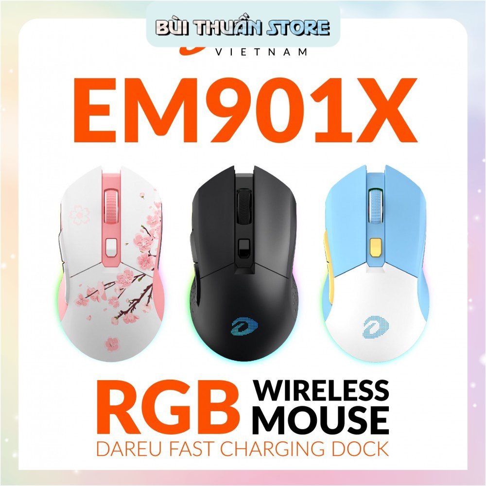 Chuột Không Dây Gaming Dareu EM901X LED RGB + Kèm Dock Sạc Nhanh - Hàng Chính Hãng