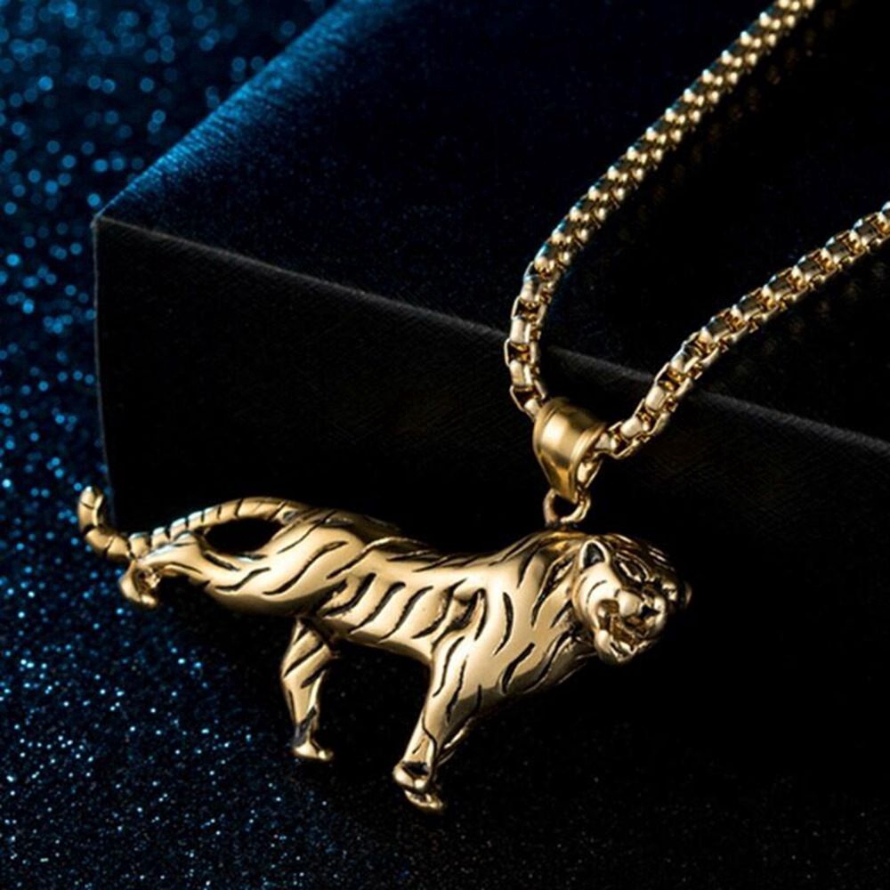 New Punk Animal Necklace Fashion Personality Tiger Pendant Necklace Men Charm Jewelry