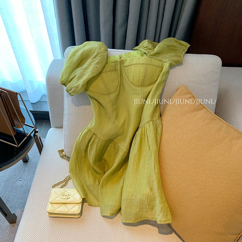 Đầm Cổ Vuông Tay Phồng Thời Trang Mùa Hè Mới Dành Cho Nữ