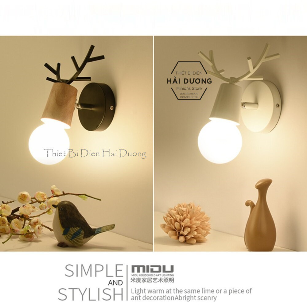 Đèn trang trí gắn tường hình đầu hươu TN101 (kèm bóng led G40 3 chế độ sáng Trắng Vàng Trung Tính) - EnergyGreenLighting