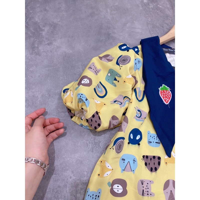 [Siêu Hot] Váy Nữ Dáng Suông Hoạ Tiết, Đầm Nữ Hoạ Tiết Tay Phồng Cổ Phối Siêu Xinh Có Ảnh Thật Kèm Video | BigBuy360 - bigbuy360.vn